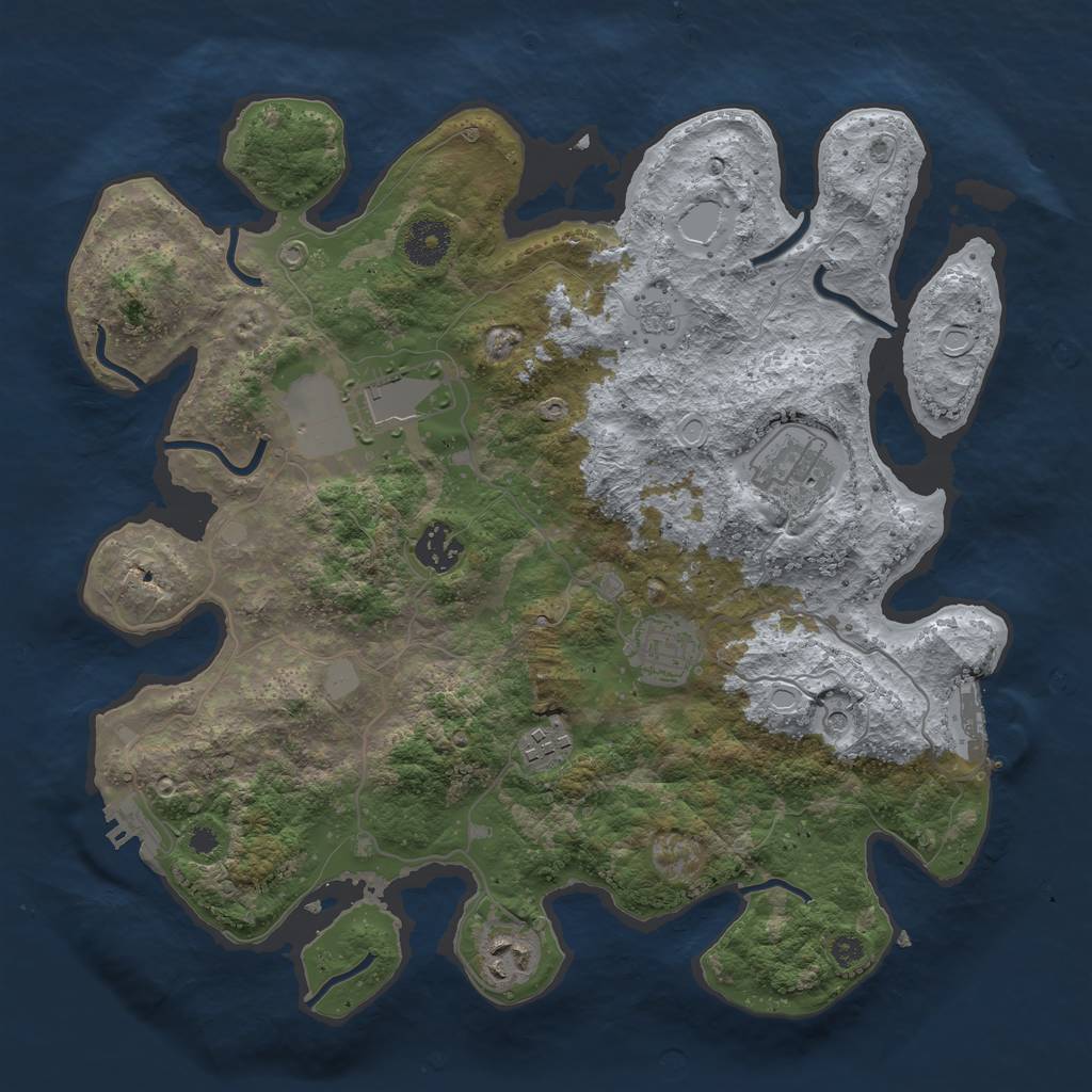 Rust Map: Procedural Map, Size: 3500, Seed: 627972694, 15 Monuments