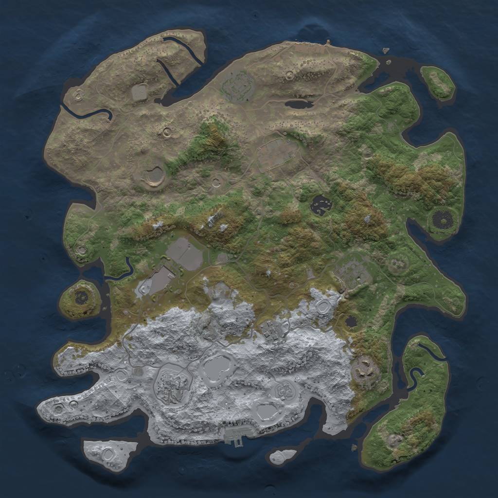 Rust Map: Procedural Map, Size: 3700, Seed: 8793497, 18 Monuments