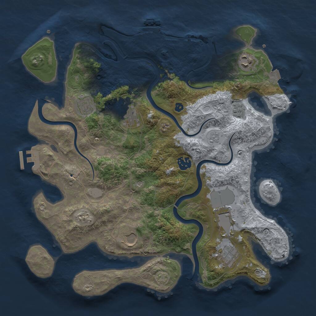 Rust Map: Procedural Map, Size: 3500, Seed: 16974328, 14 Monuments