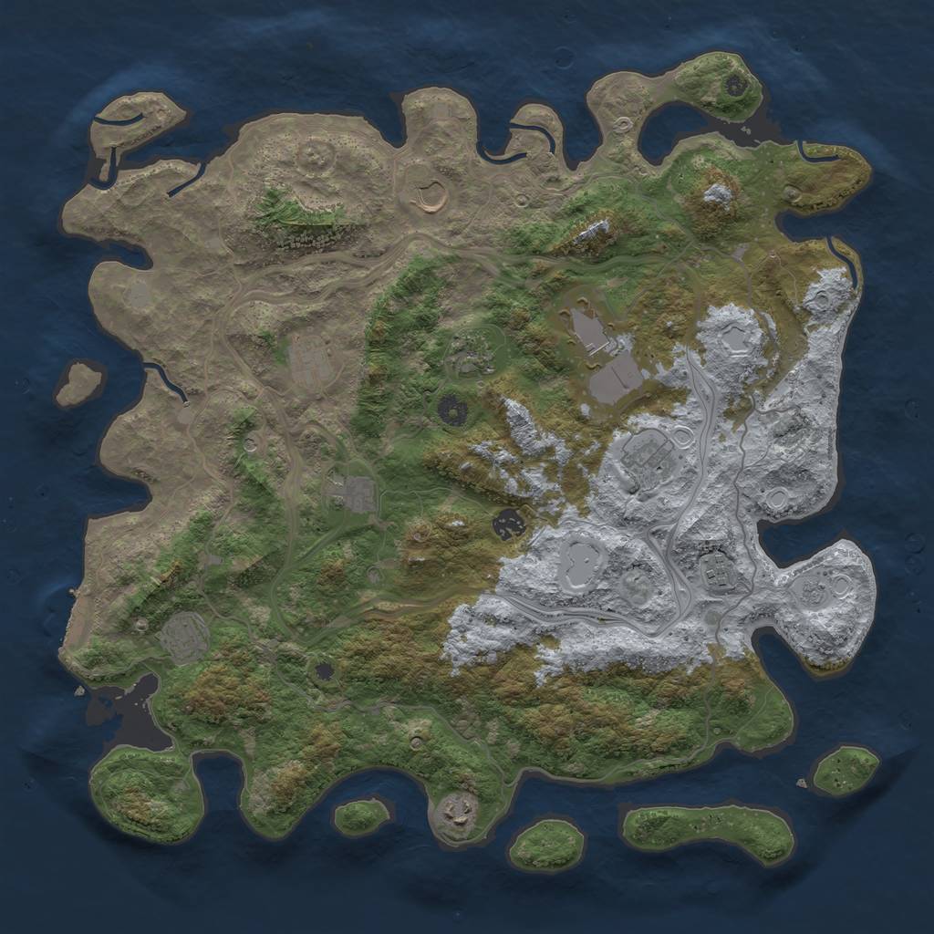 Rust Map: Procedural Map, Size: 4500, Seed: 876546, 18 Monuments