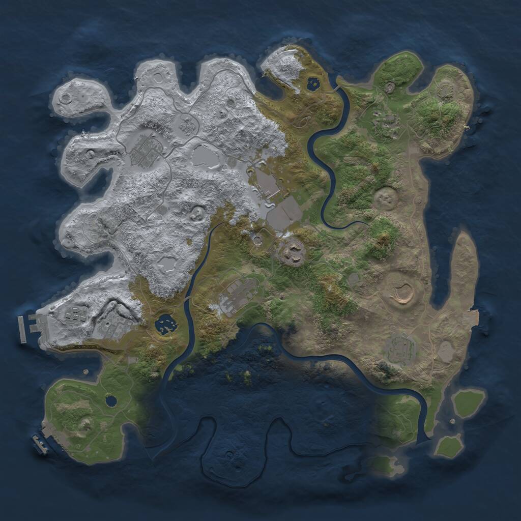 Rust Map: Procedural Map, Size: 3850, Seed: 23020310, 16 Monuments