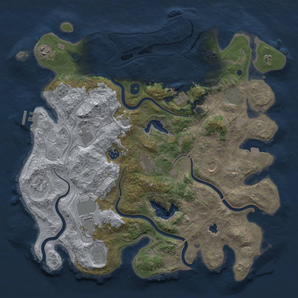 Rust Map: Procedural Map, Size: 4250, Seed: 427918257, 17 Monuments