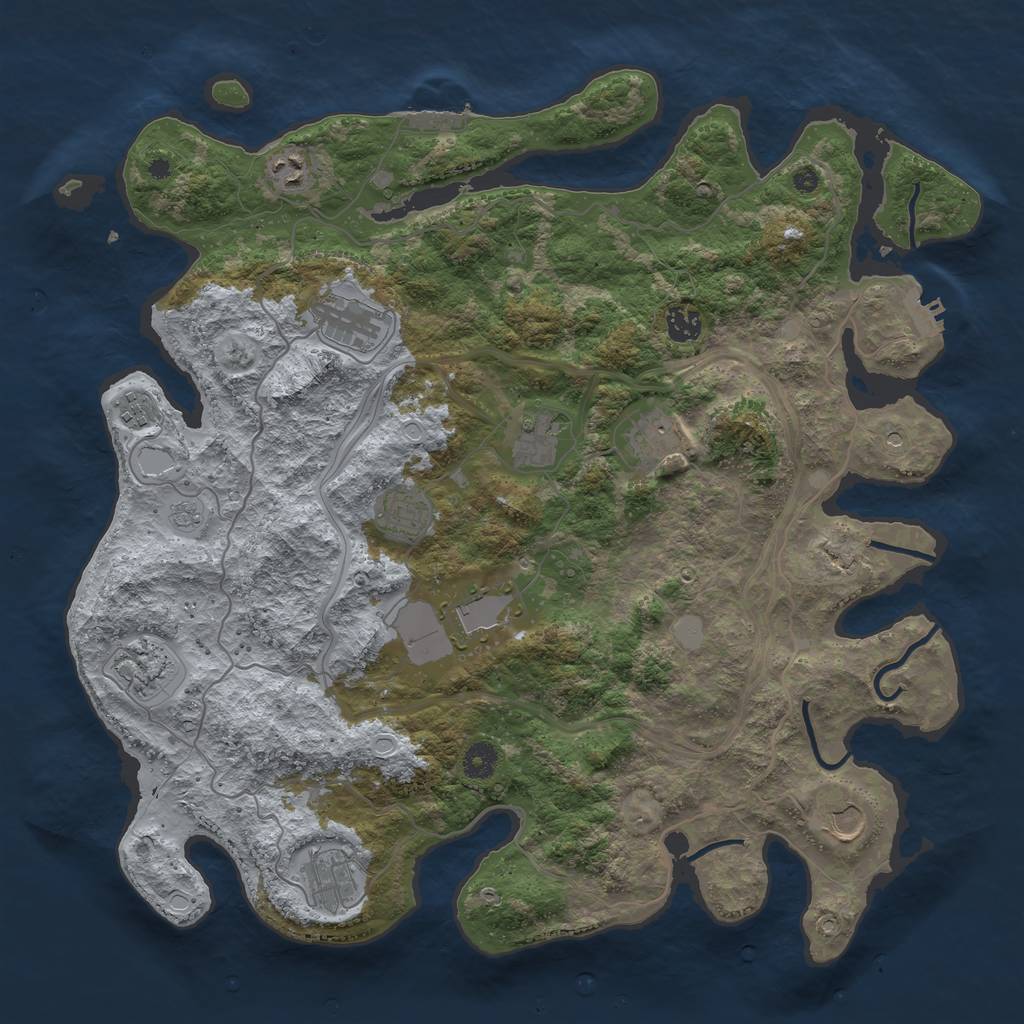 Rust Map: Procedural Map, Size: 4250, Seed: 427918257, 20 Monuments