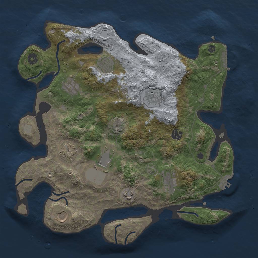 Rust Map: Procedural Map, Size: 3500, Seed: 1892741488, 18 Monuments