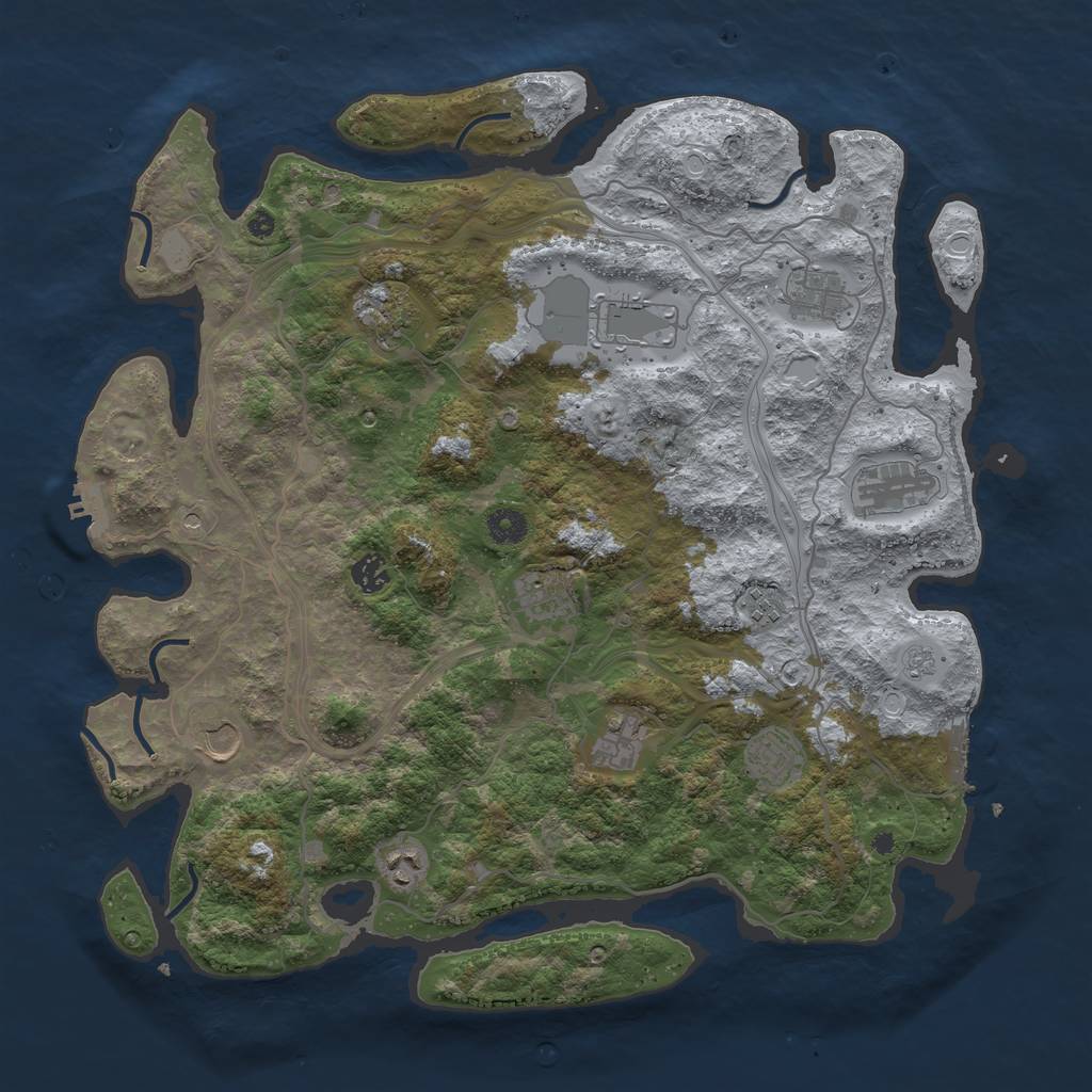 Rust Map: Procedural Map, Size: 4250, Seed: 393689336, 20 Monuments