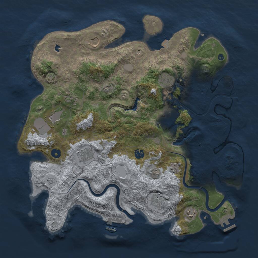 Rust Map: Procedural Map, Size: 4000, Seed: 12412312, 16 Monuments