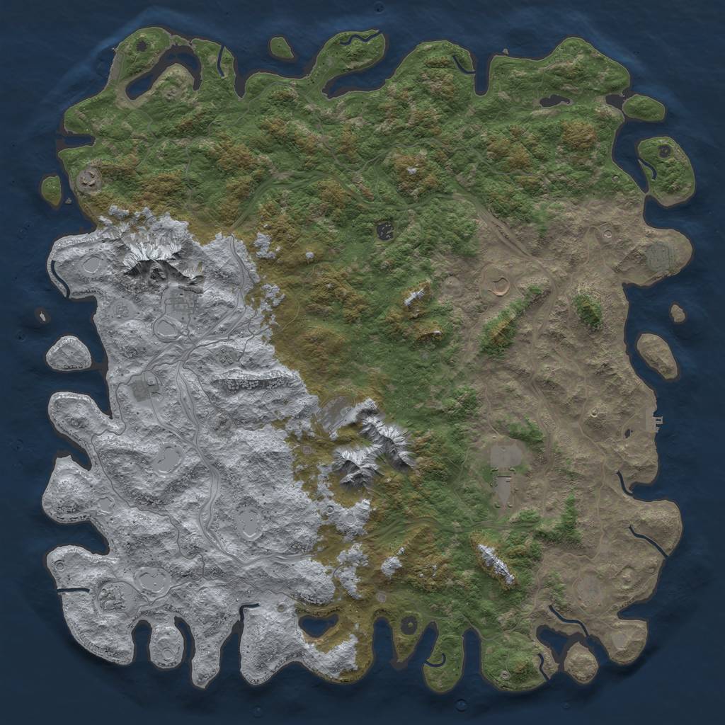 Rust Map: Procedural Map, Size: 6000, Seed: 1291080878, 20 Monuments