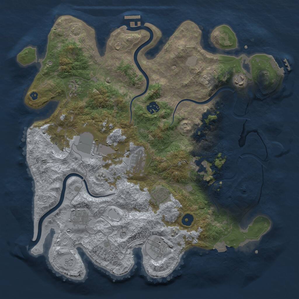 Rust Map: Procedural Map, Size: 3800, Seed: 92945137, 16 Monuments