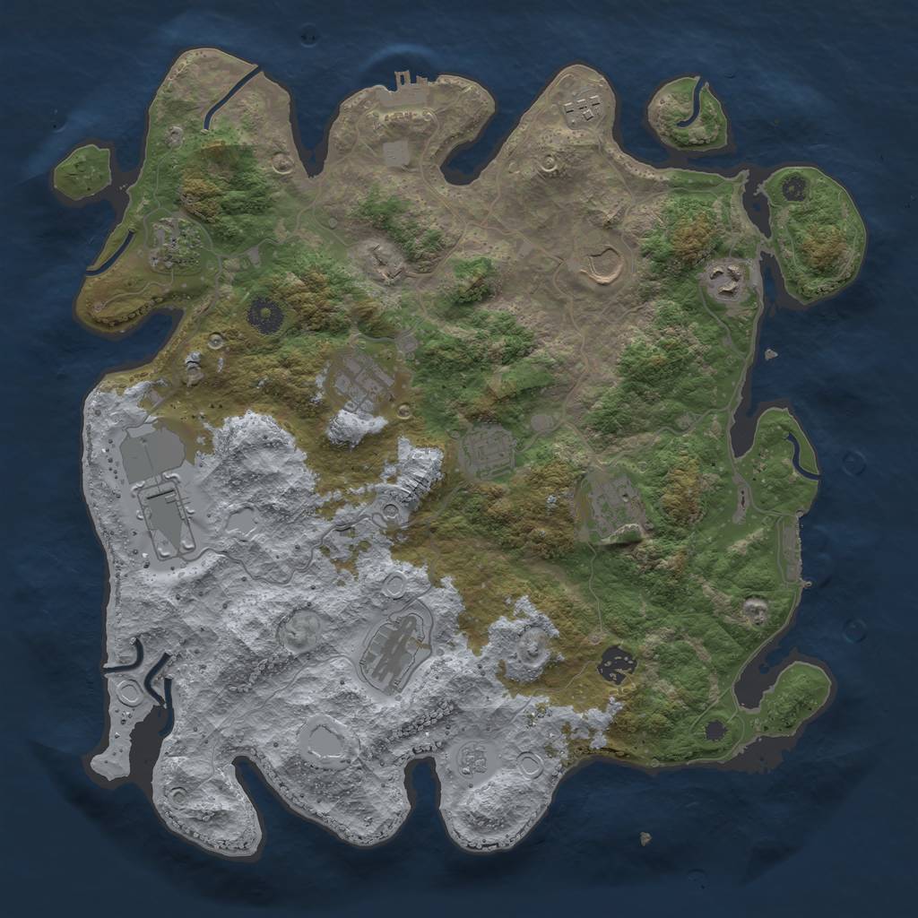 Rust Map: Procedural Map, Size: 3800, Seed: 92945137, 19 Monuments