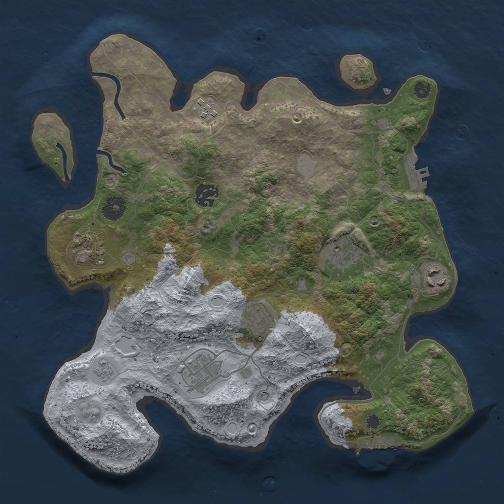 Rust Map: Procedural Map, Size: 3222, Seed: 2147483647, 16 Monuments