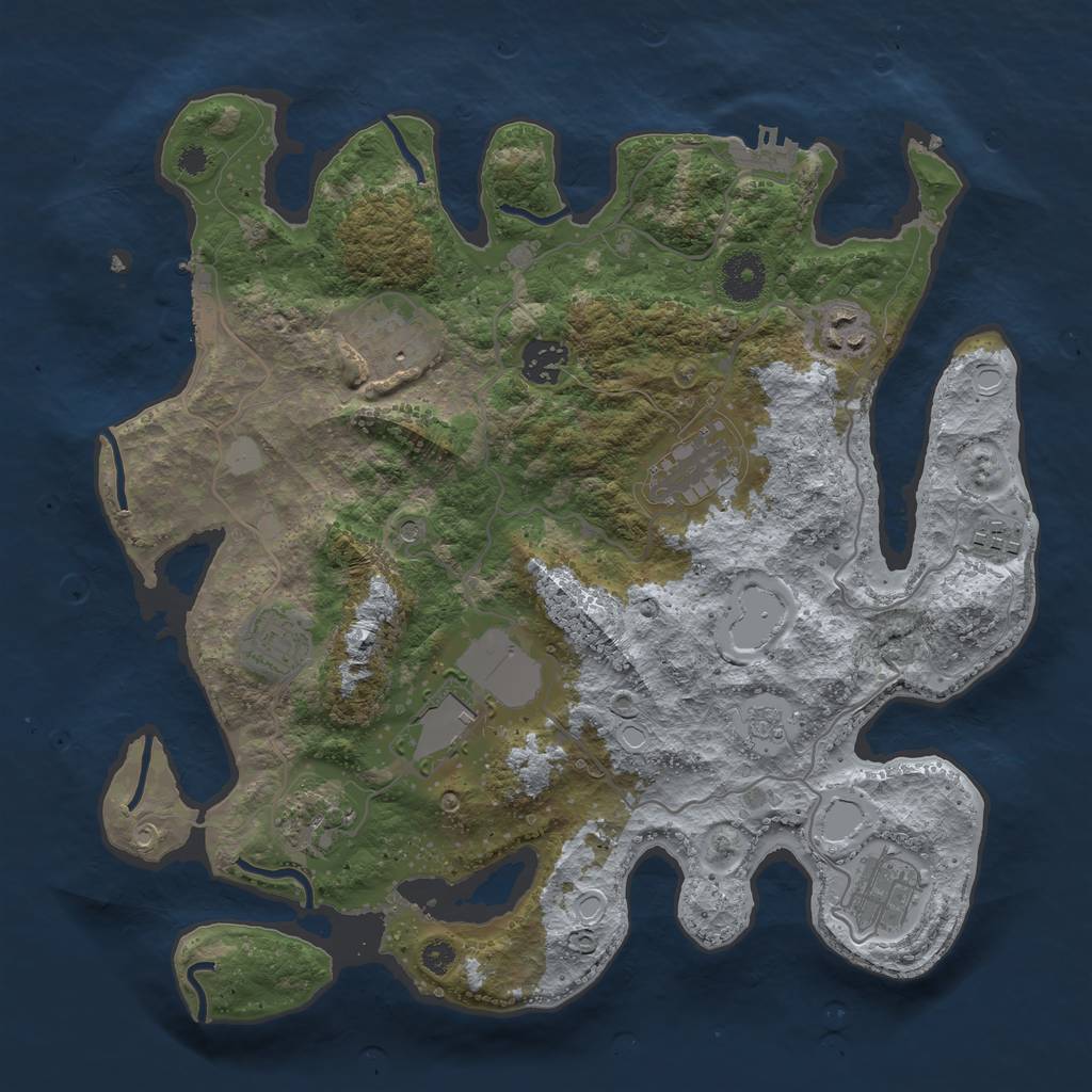 Rust Map: Procedural Map, Size: 3500, Seed: 1146977902, 16 Monuments