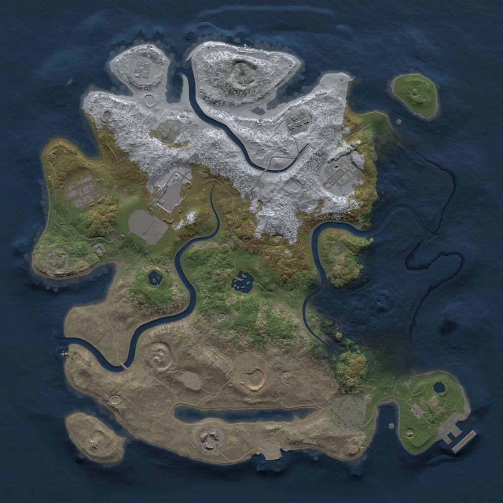 Rust Map: Procedural Map, Size: 3500, Seed: 22361635, 13 Monuments