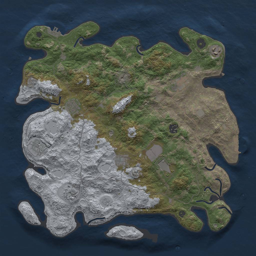 Rust Map: Procedural Map, Size: 4000, Seed: 437271891, 18 Monuments