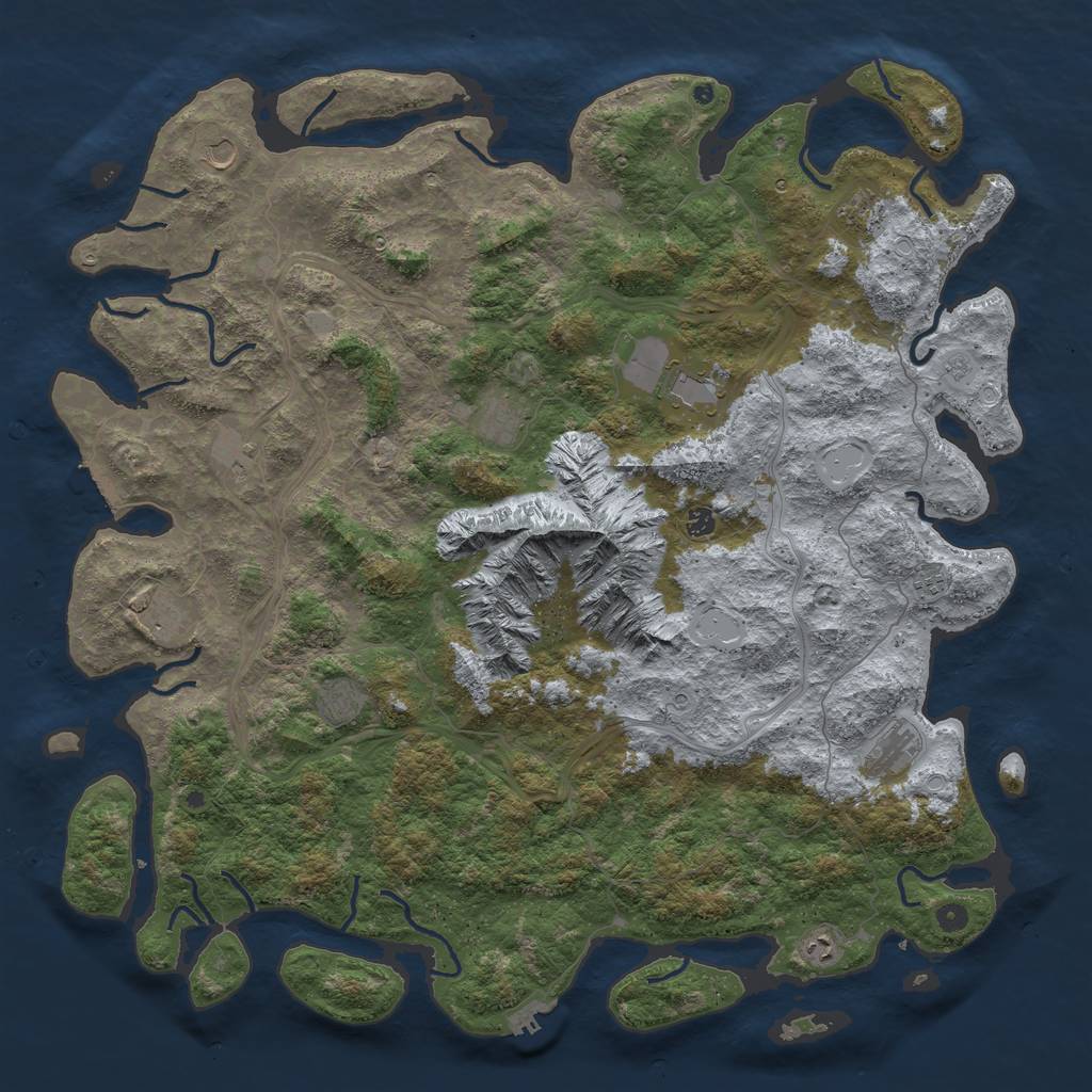 Rust Map: Procedural Map, Size: 5500, Seed: 2080631376, 20 Monuments