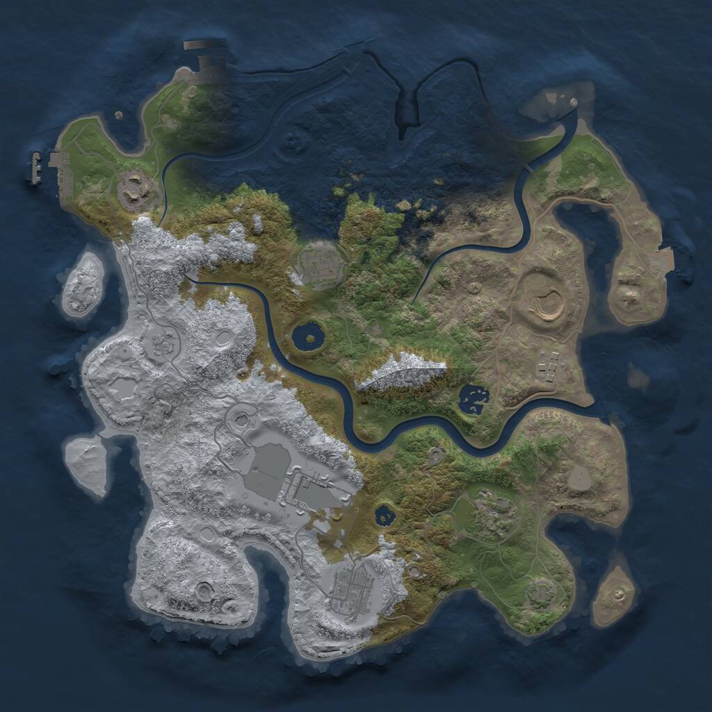 Rust Map: Procedural Map, Size: 3500, Seed: 1532734505, 14 Monuments
