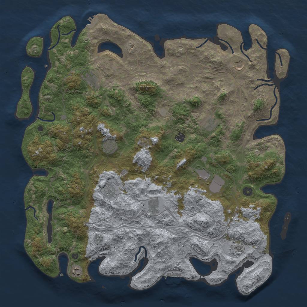 Rust Map: Procedural Map, Size: 4800, Seed: 1983237609, 20 Monuments