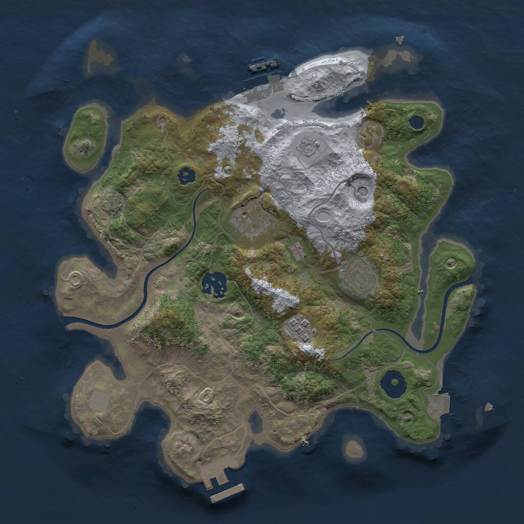 Rust Map: Procedural Map, Size: 3000, Seed: 1407739738, 10 Monuments