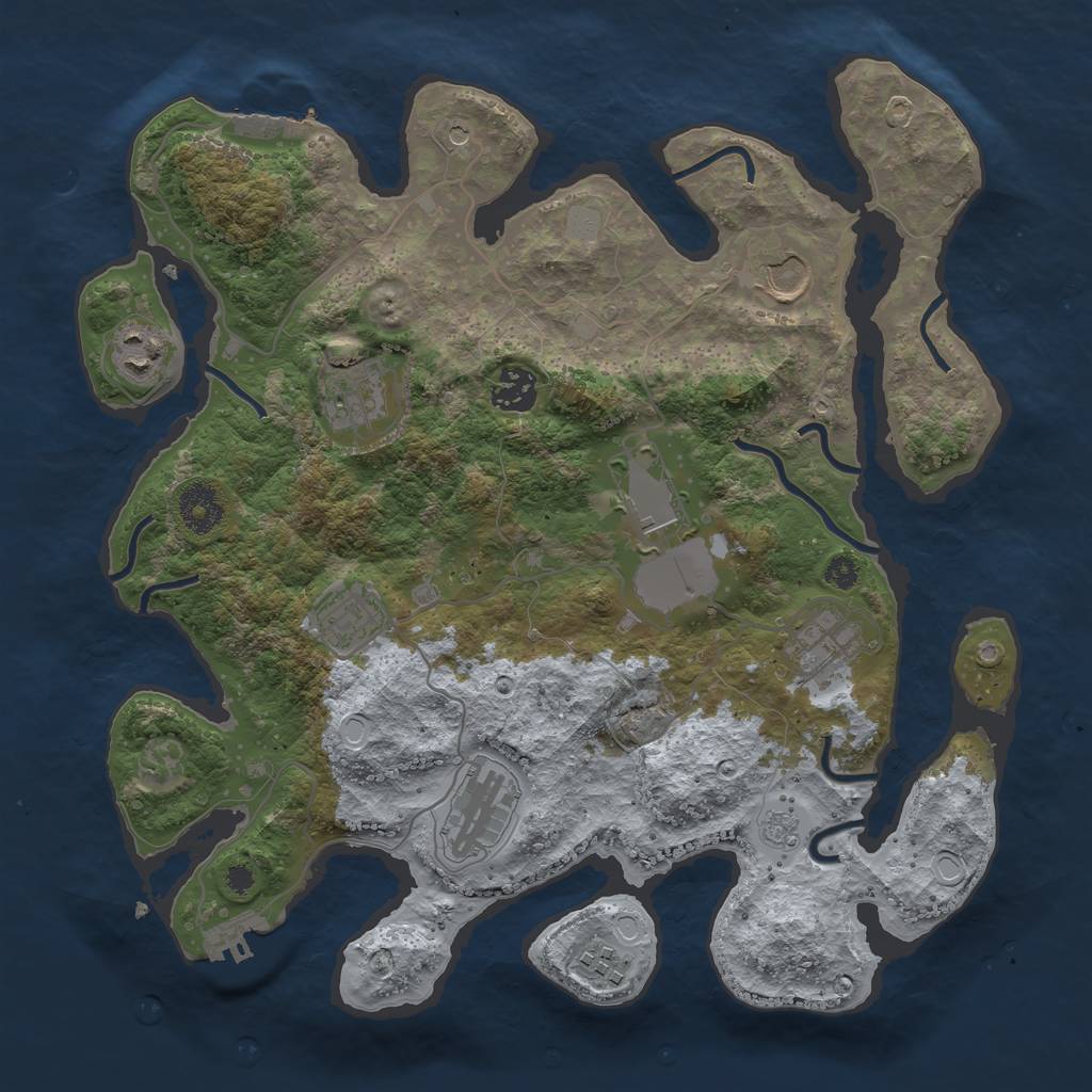 Rust Map: Procedural Map, Size: 3500, Seed: 812717, 18 Monuments