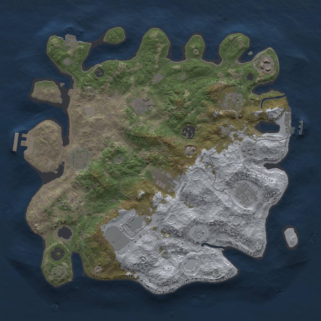 Rust Map: Procedural Map, Size: 3500, Seed: 1355901228, 16 Monuments