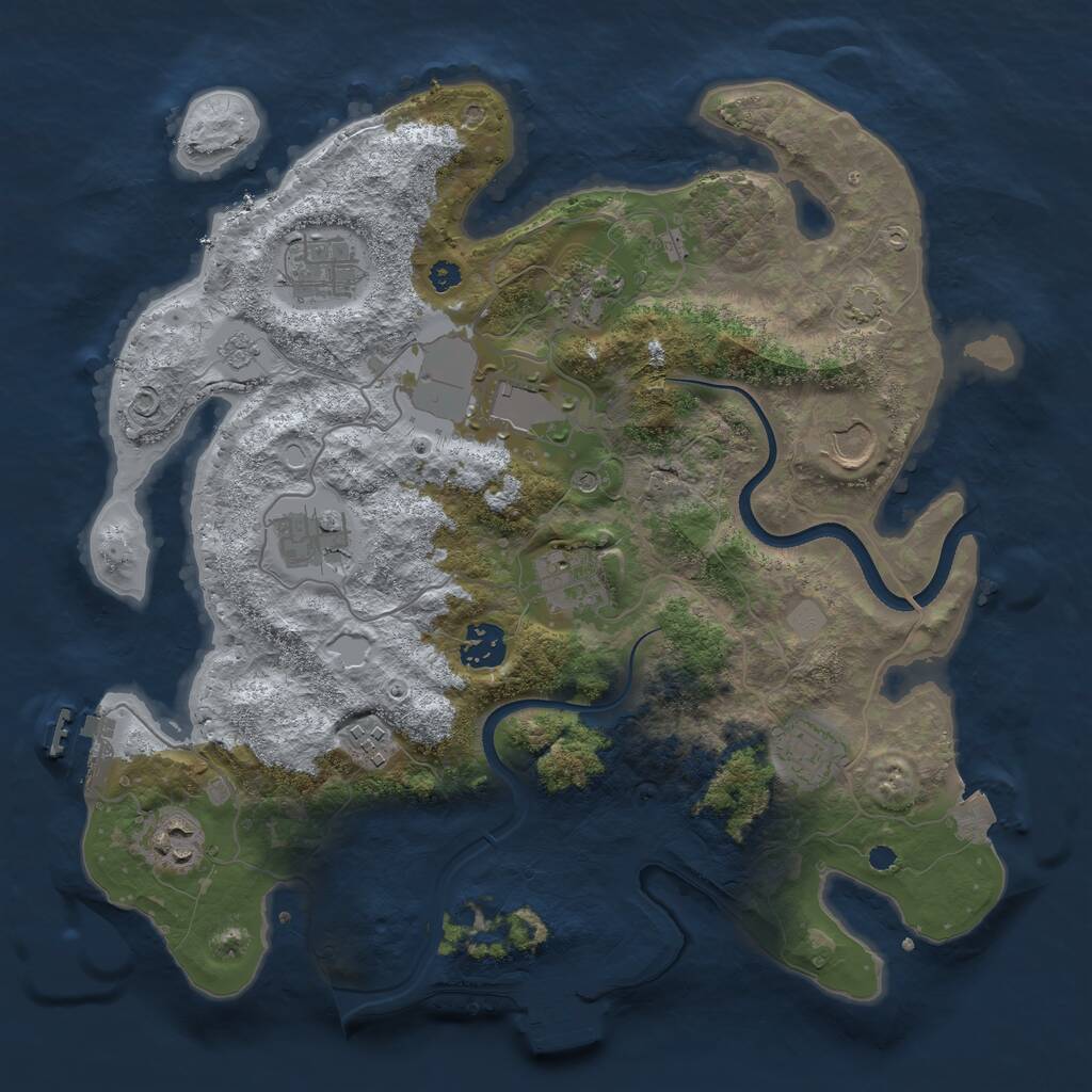 Rust Map: Procedural Map, Size: 3500, Seed: 1128459333, 16 Monuments