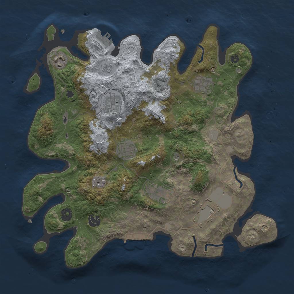 Rust Map: Procedural Map, Size: 3500, Seed: 1112284197, 17 Monuments