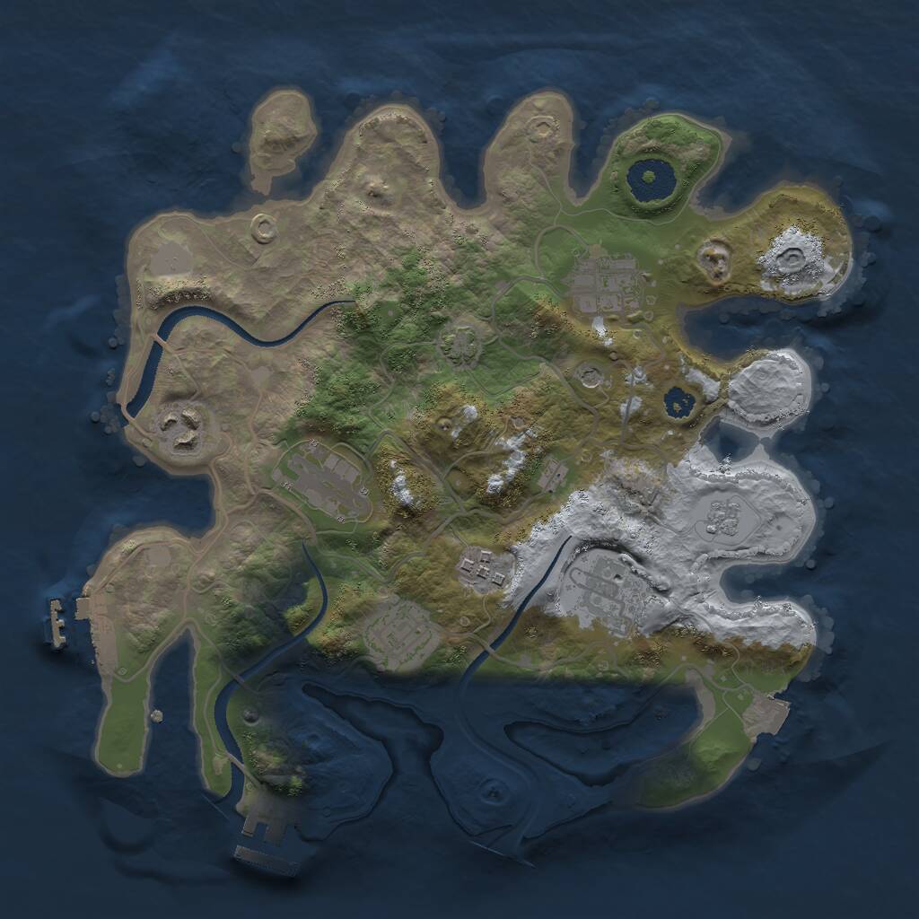 Rust Map: Procedural Map, Size: 3000, Seed: 473621227, 12 Monuments