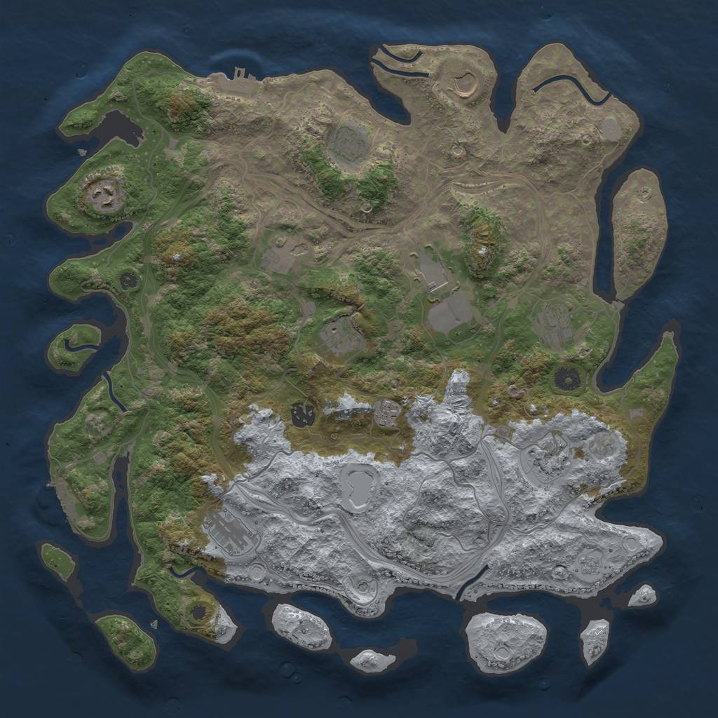 Rust Map: Procedural Map, Size: 4250, Seed: 360291710, 20 Monuments