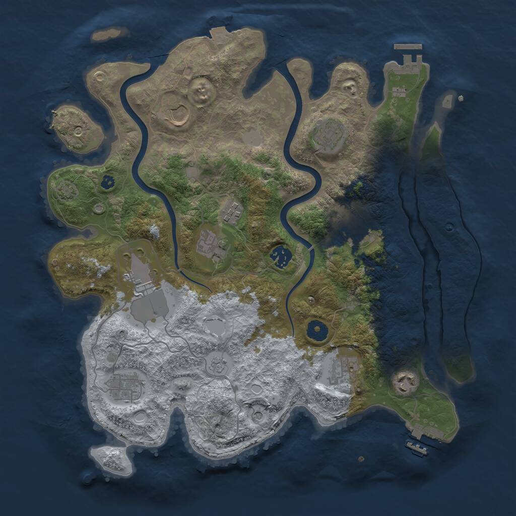 Rust Map: Procedural Map, Size: 3700, Seed: 1910195176, 16 Monuments