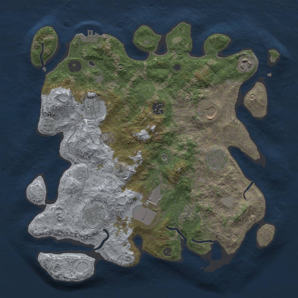 Rust Map: Procedural Map, Size: 3500, Seed: 100512, 15 Monuments