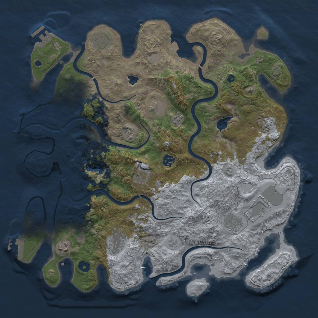 Rust Map: Procedural Map, Size: 4100, Seed: 32346650, 16 Monuments