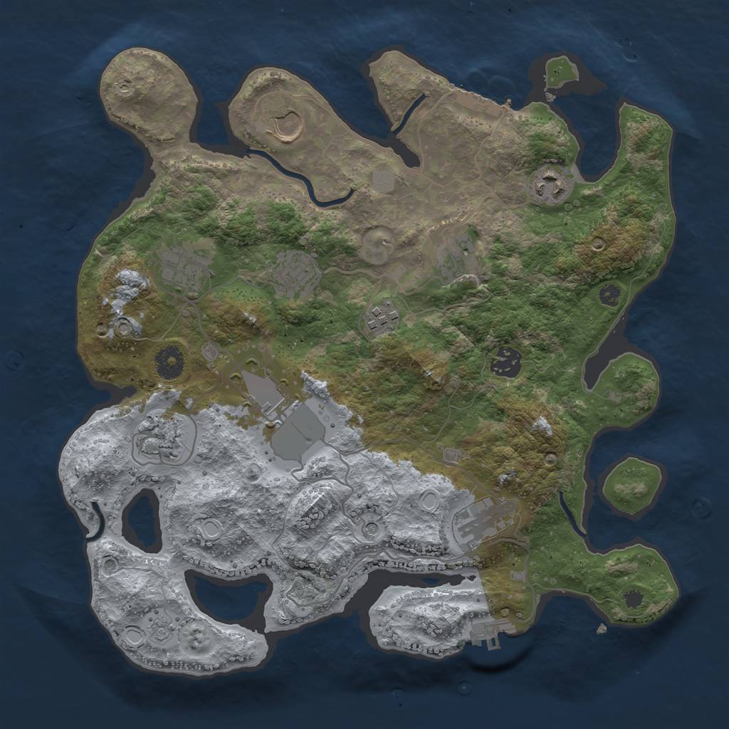 Rust Map: Procedural Map, Size: 3500, Seed: 227251223, 17 Monuments