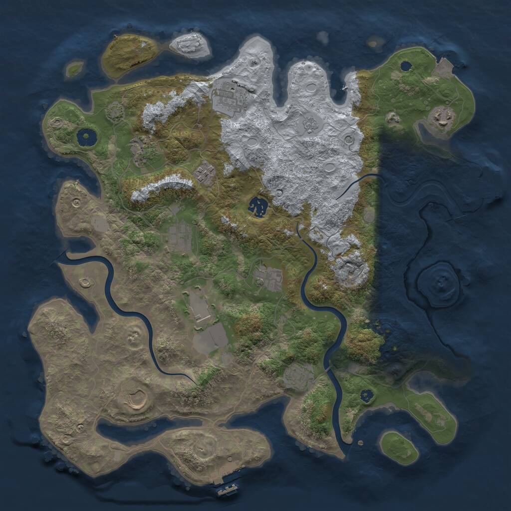 Rust Map: Procedural Map, Size: 3950, Seed: 162112944, 16 Monuments
