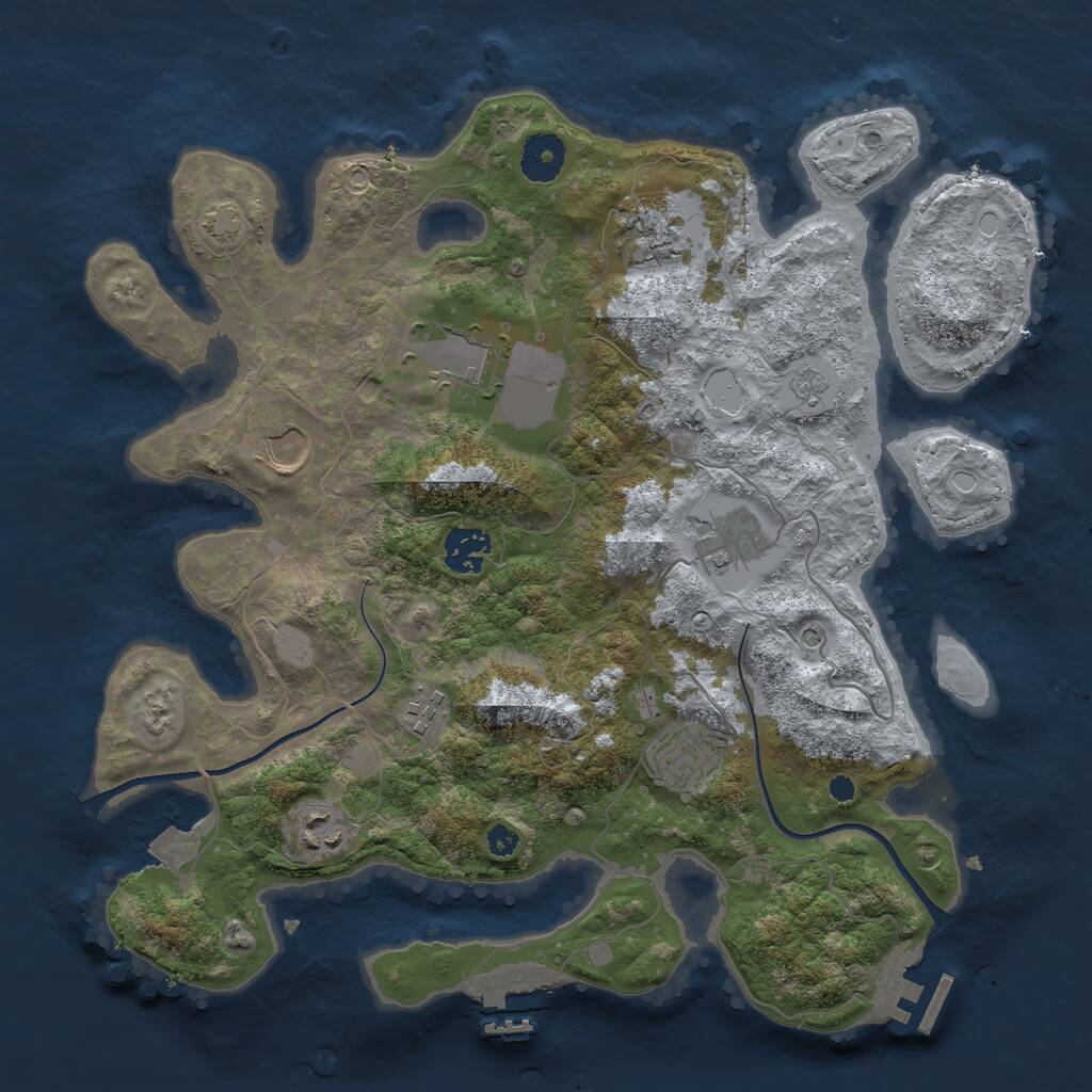 Rust Map: Procedural Map, Size: 3500, Seed: 84246786, 14 Monuments