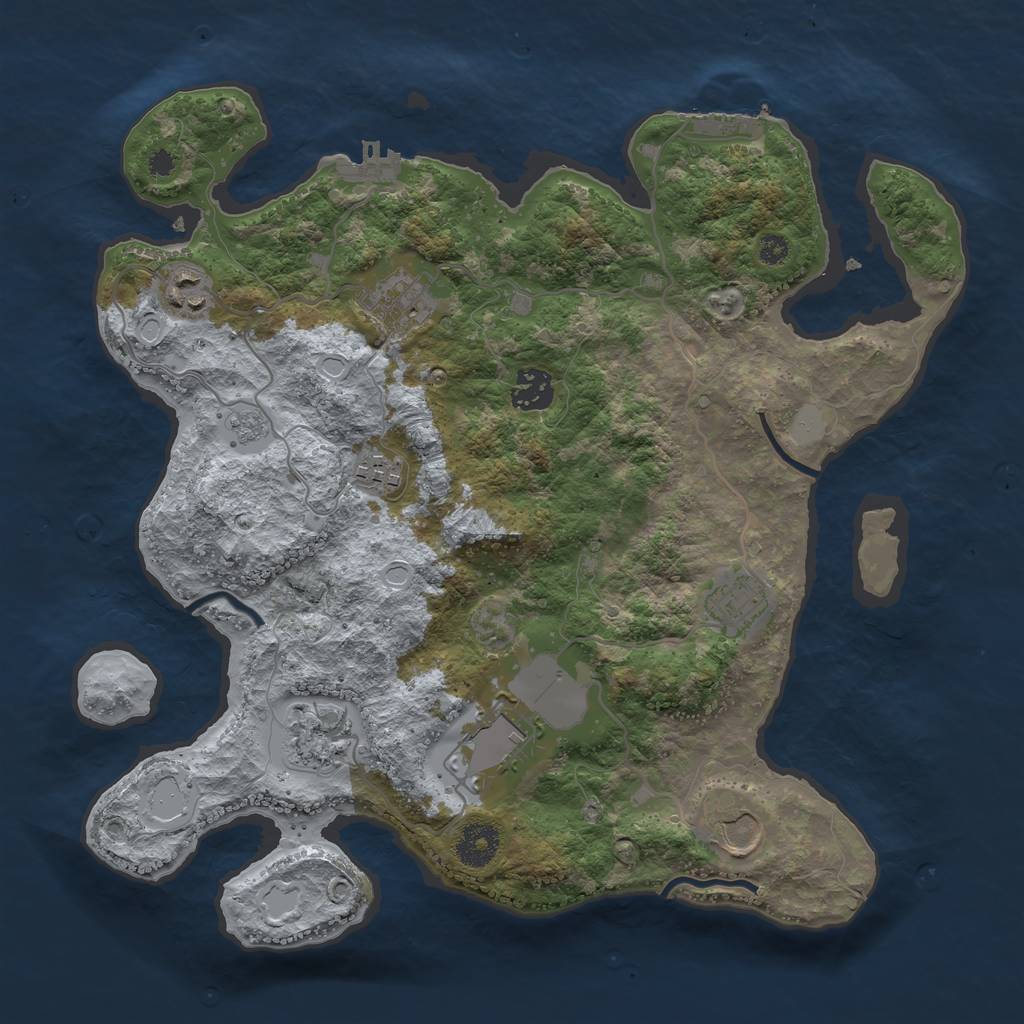 Rust Map: Procedural Map, Size: 3500, Seed: 1766635673, 16 Monuments