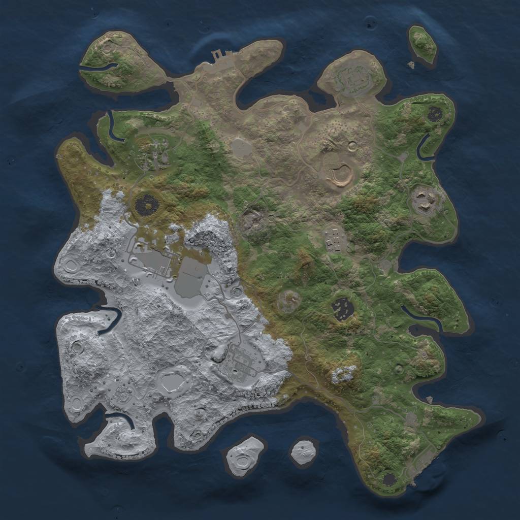 Rust Map: Procedural Map, Size: 3500, Seed: 1578889375, 17 Monuments