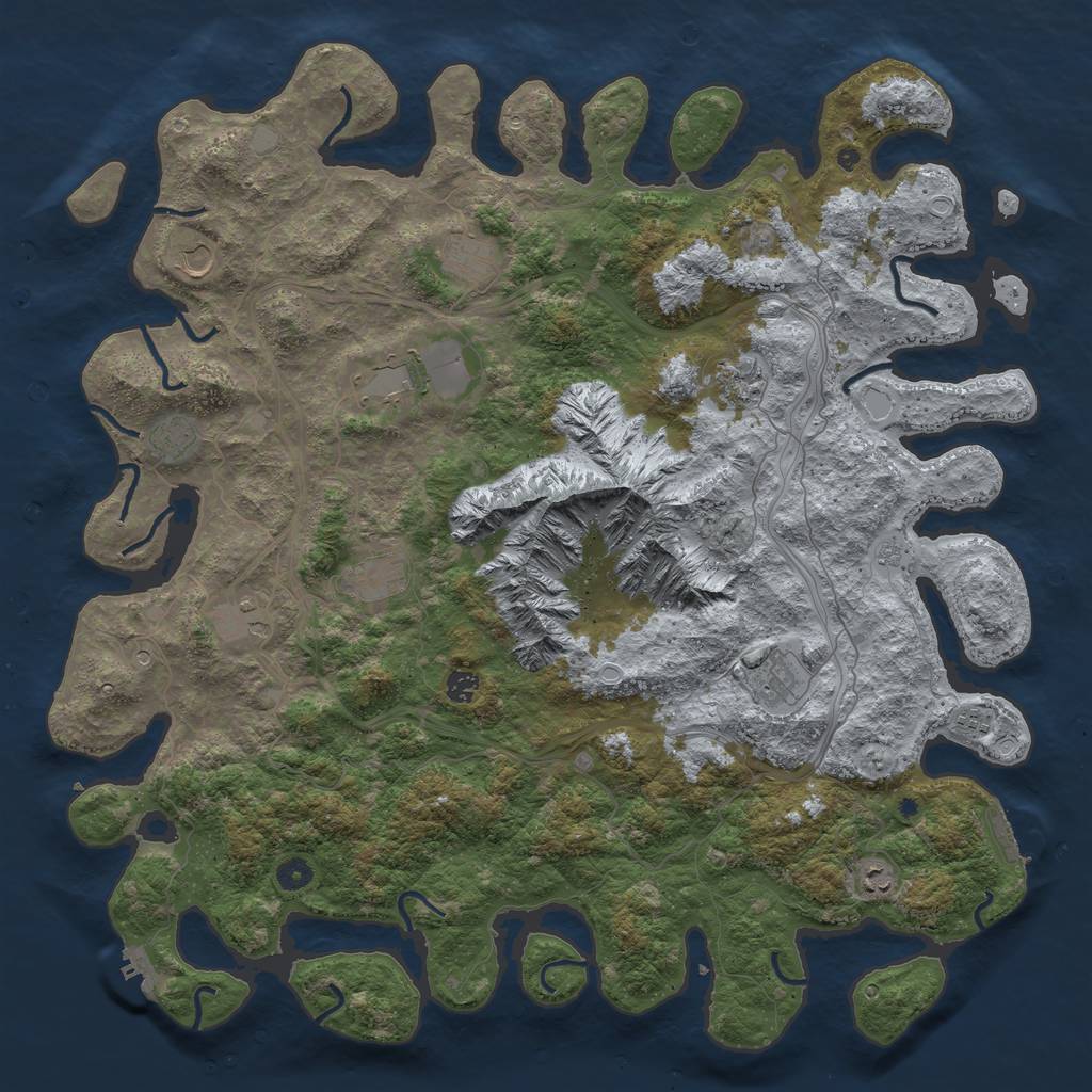 Rust Map: Procedural Map, Size: 5000, Seed: 841250643, 20 Monuments