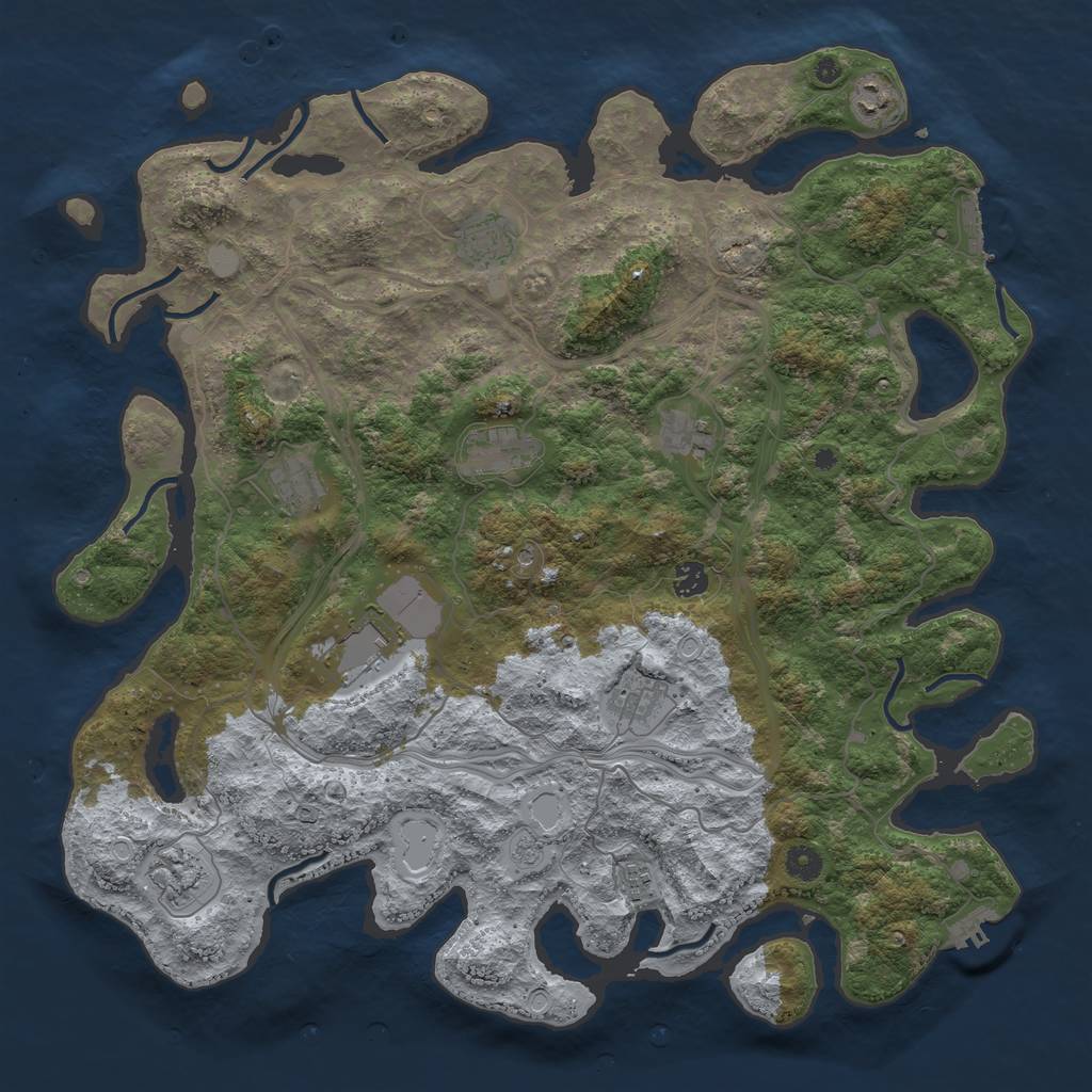 Rust Map: Procedural Map, Size: 4500, Seed: 1913911989, 19 Monuments