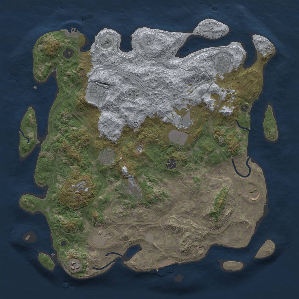Rust Map: Procedural Map, Size: 4250, Seed: 1909054872, 19 Monuments