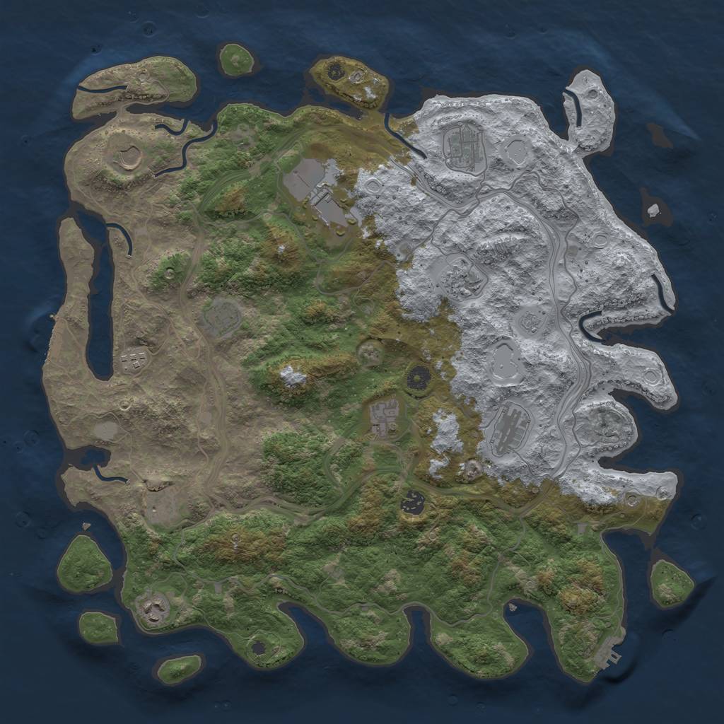 Rust Map: Procedural Map, Size: 4500, Seed: 1120804310, 20 Monuments