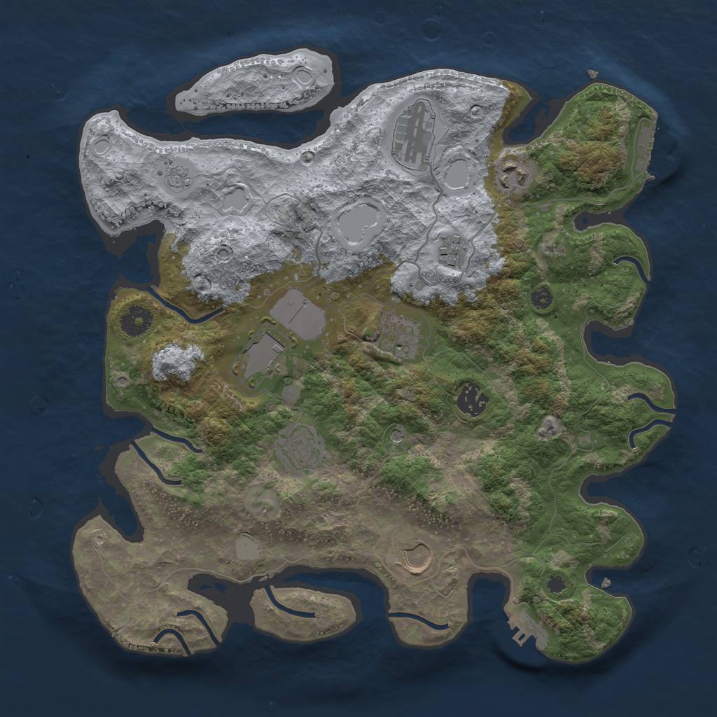 Rust Map: Procedural Map, Size: 3500, Seed: 3583470, 17 Monuments