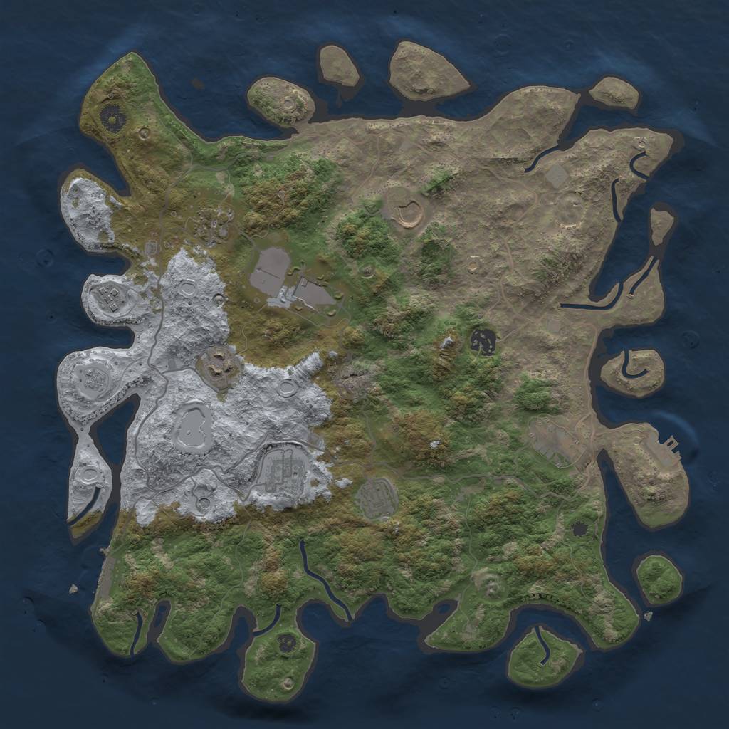 Rust Map: Procedural Map, Size: 4050, Seed: 52643420, 18 Monuments