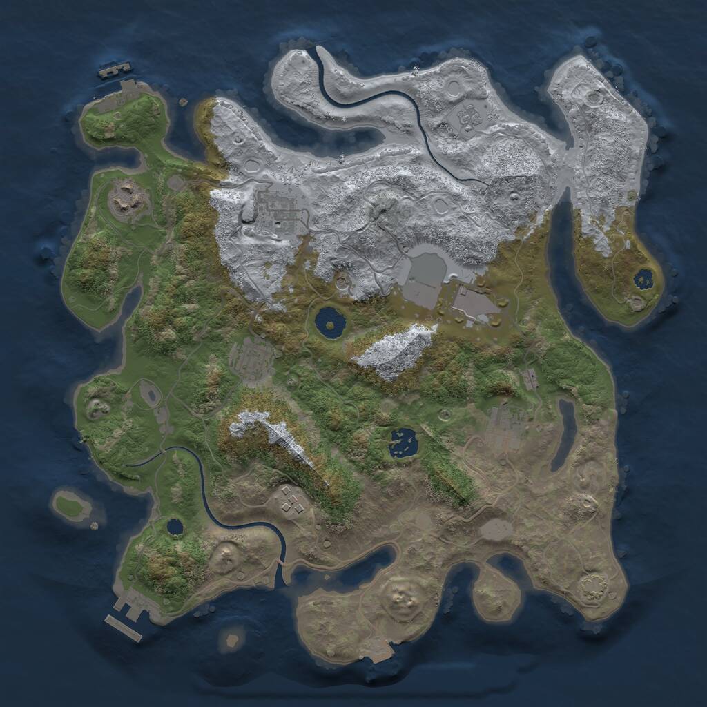 Rust Map: Procedural Map, Size: 3500, Seed: 1719651735, 13 Monuments
