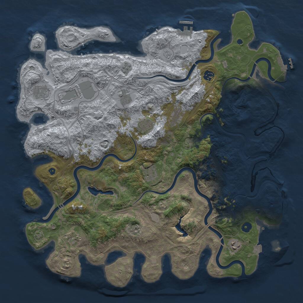 Rust Map: Procedural Map, Size: 4500, Seed: 469097180, 16 Monuments
