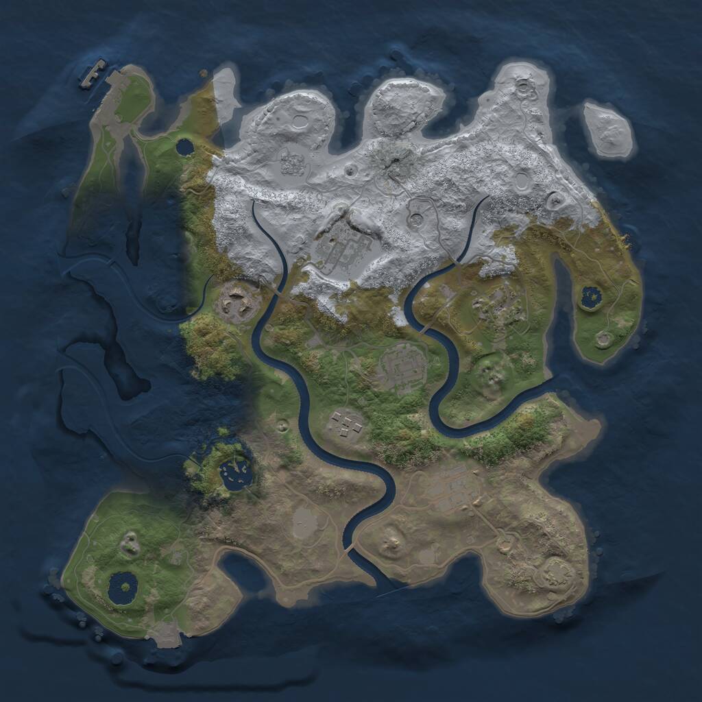 Rust Map: Procedural Map, Size: 3300, Seed: 860643727, 12 Monuments