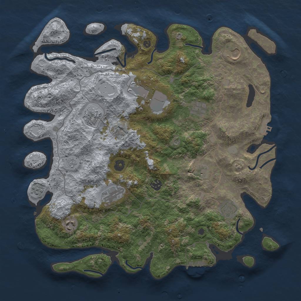 Rust Map: Procedural Map, Size: 4000, Seed: 1933213020, 19 Monuments