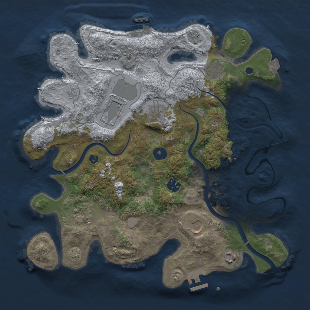 Rust Map: Procedural Map, Size: 3500, Seed: 547331, 14 Monuments
