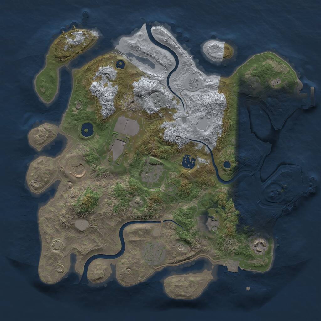 Rust Map: Procedural Map, Size: 3500, Seed: 794402593, 14 Monuments