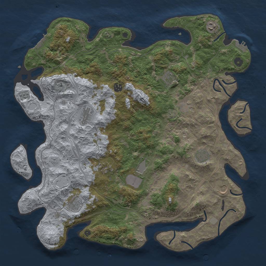 Rust Map: Procedural Map, Size: 4500, Seed: 1901404770, 20 Monuments