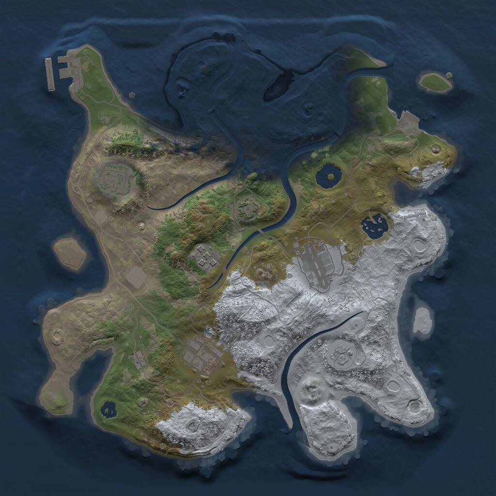 Rust Map: Procedural Map, Size: 3000, Seed: 1584010718, 9 Monuments