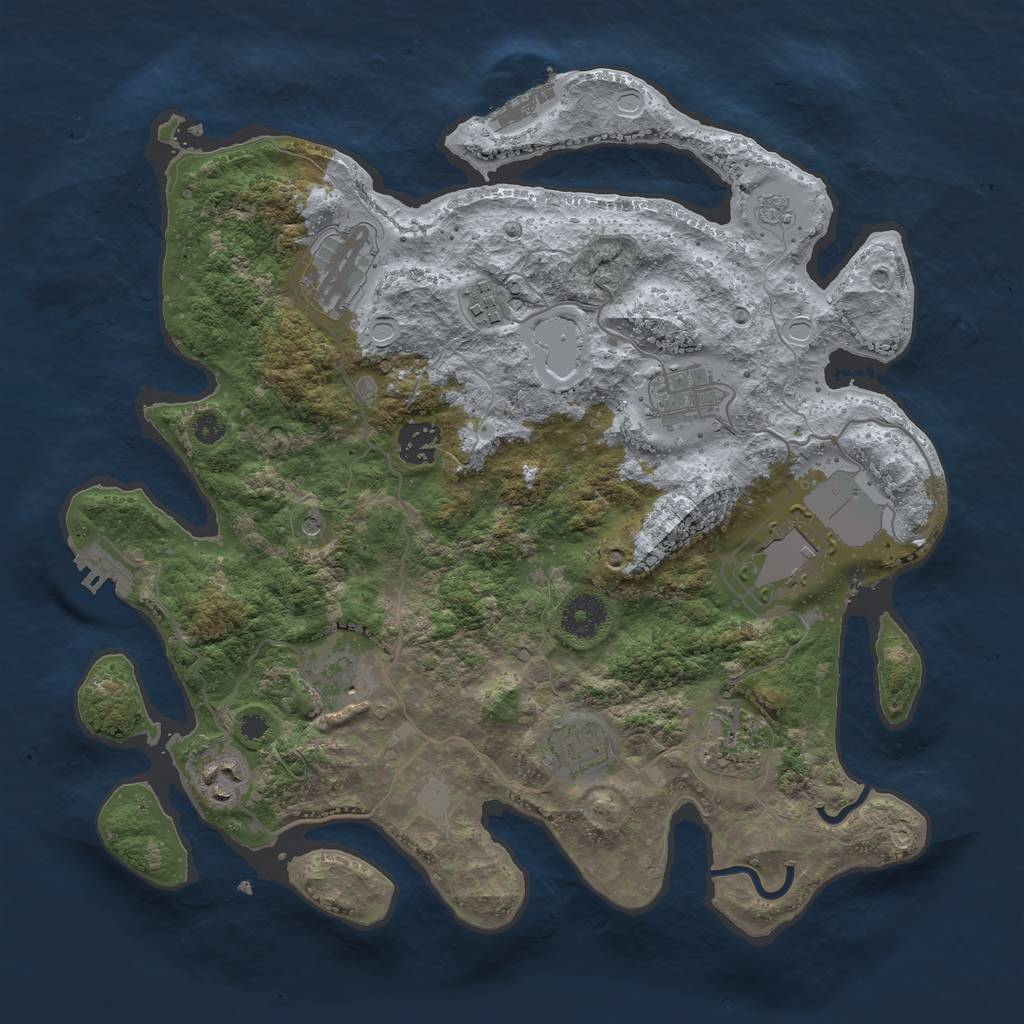 Rust Map: Procedural Map, Size: 3500, Seed: 87542, 18 Monuments